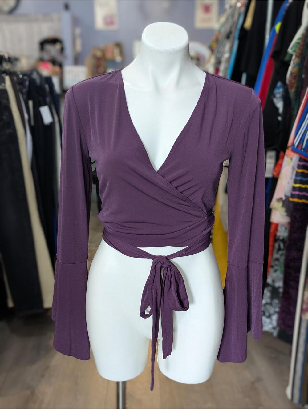 BCBGeneration Wrap Top with Bell Sleeves